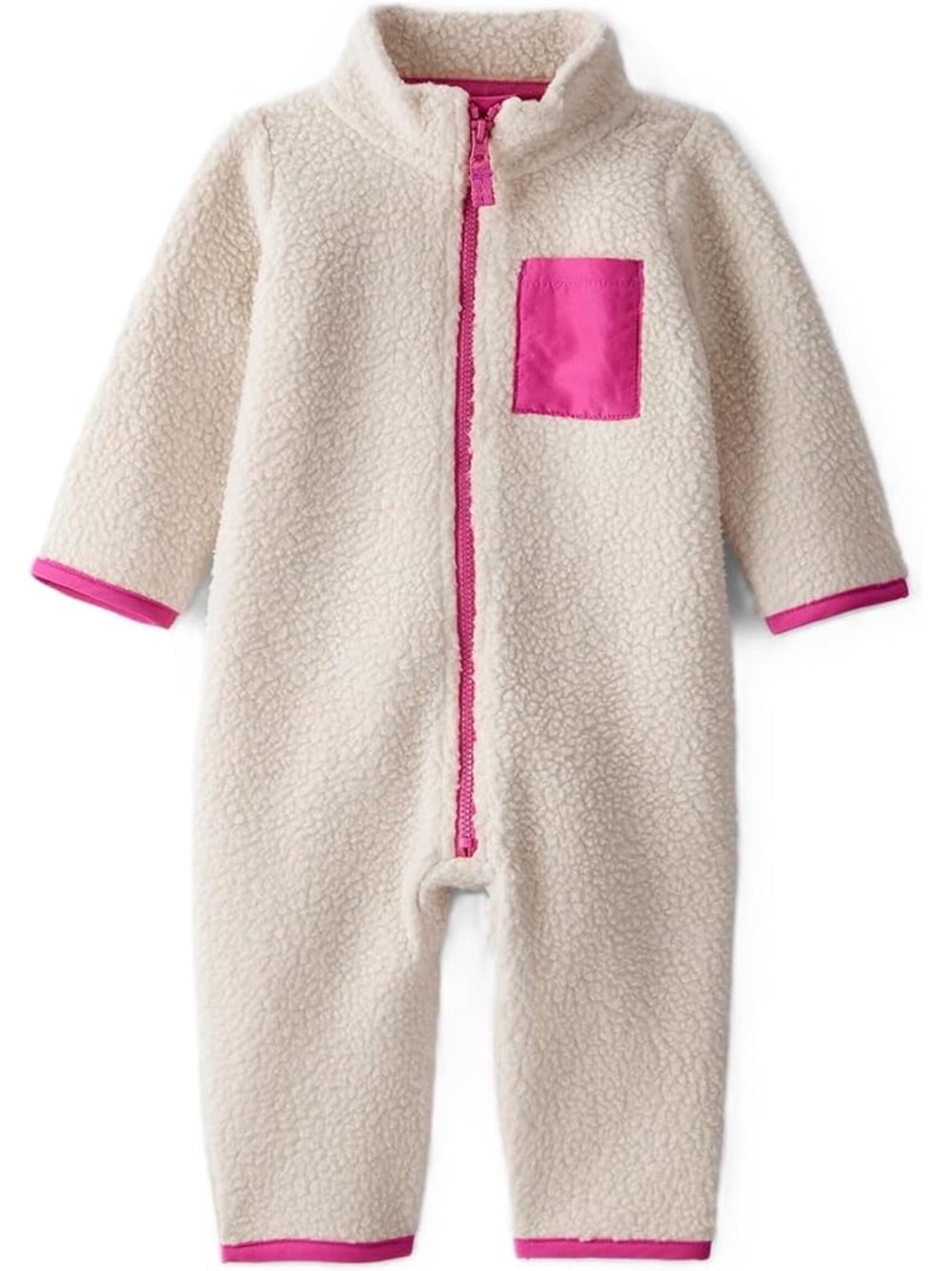 Carter's Cream Sherpa One-Piece with Pink Trim